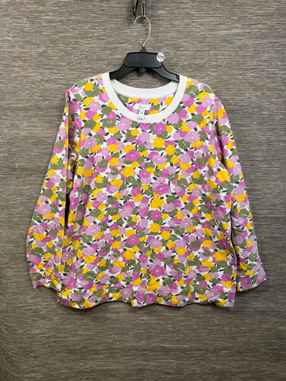 Denim & Co. Active Printed French Terry Round Neck PulloverTop Sz 2X Multi NEW